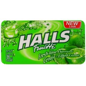 Halls Fruitti Center Filled Candy Snack Fresh Lime Flavored 22.4 G (8 Pellets) X 3 Boxes logo