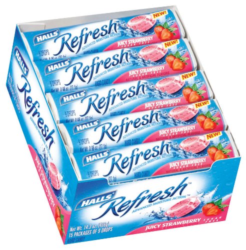 Halls Refresh Juicy Strawberry Stick, 9 Count Pack (Pack of 15) logo