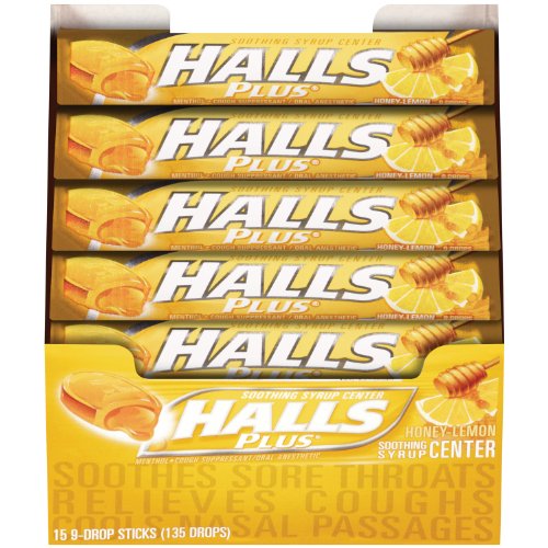 Halls Stick Plus Honey Lemon, 15-count Package logo