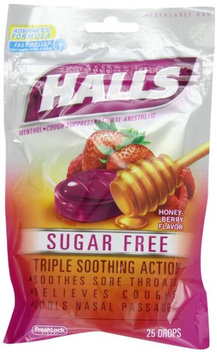 Halls Sugar Free Drops, Honey-berry, 25-count Drops (Pack of 12) logo