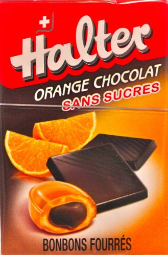 Halter Orange Hard Candies (chocolate Filled)(one Box) Bonbons 36g Flip Top Box logo