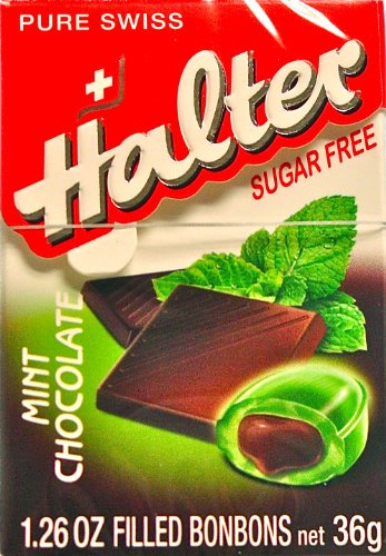 Halter Sugar Free Mint Hard Candies (chocolate Filled) Bonbons 36g Flip Top Box (one Box) logo