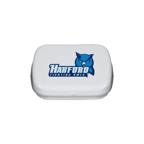 Harford White Rectangular Peppermint Tin ‘harford Fighting Owls W/owl Head’ logo