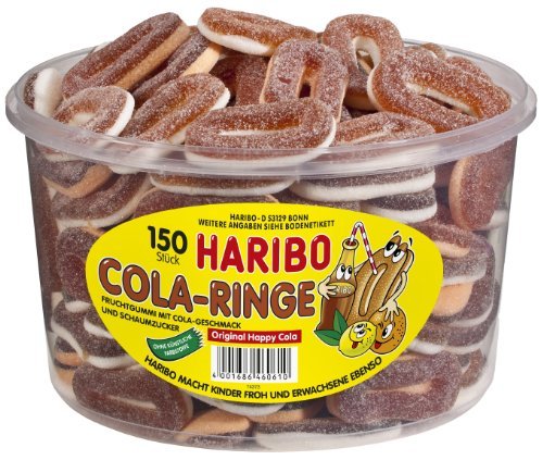 Haribo Cola Rings Gummy Candy In Tub -150 Pcs logo