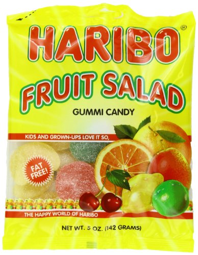 Haribo Gummi Candy, Fruit Salad, 5 ounce Bags (Pack of 12) logo