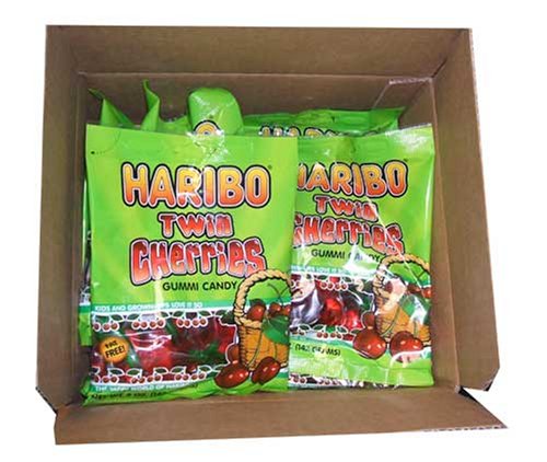 Haribo Gummi Candy, Original Twin Cherries, 5 ounce Bags (Pack of 24) logo