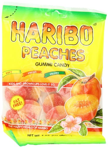 Haribo Gummi Candy, Peaches, 5 ounce Bags (Pack of 12) logo