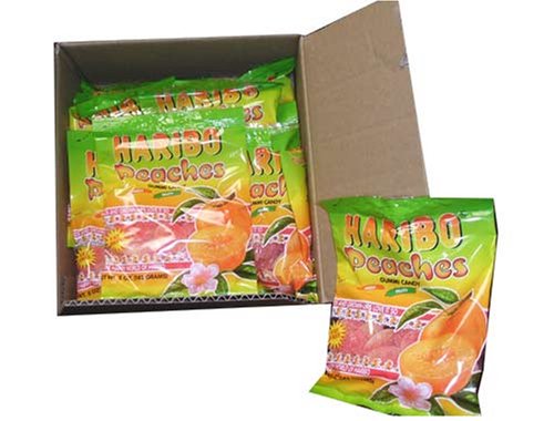 Haribo Gummi Candy, Peaches, 5 ounce Bags (Pack of 24) logo