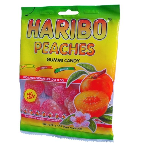 Haribo Gummi Candy Peaches, 5-ounces (pack of12) logo