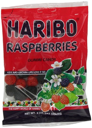 Haribo Gummi Candy, Raspberries, 5 ounce Bags (Pack of 12) logo