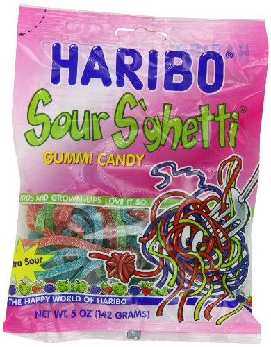 Haribo Gummi Candy, Sour S’ghetti, 5 ounce Bags (Pack of 12) logo