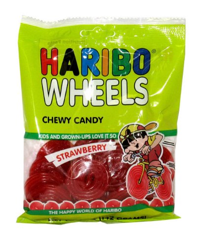 Haribo Licorice Wheels Strawberry – Bag (Pack of 12) logo