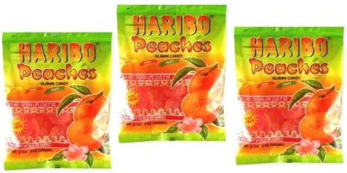 Haribo Peaches Gummi Candy (5 Oz Bags) 3 Pack logo