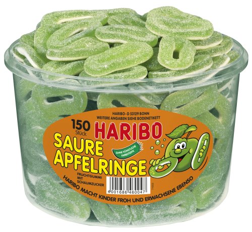 Haribo Saure Apfelringe ( Sour Apple Rings ) Tub -150 Pcs logo