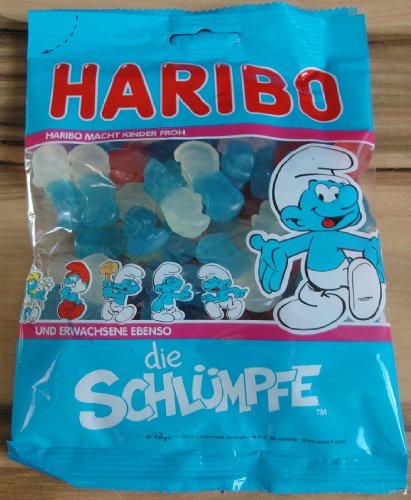 Haribo Smurf (die Schlumpfe) Gummi Candy, 200g Bag logo