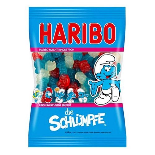 Haribo Smurfs (die Schlumpfe) Gummi Candy-pack of 6 X 200 G logo