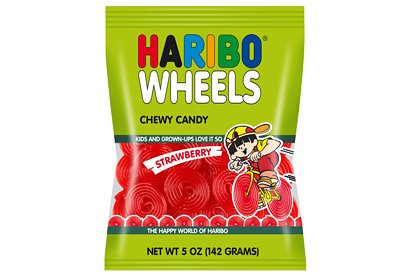 Haribo Strawberry Licorice Wheels 5oz logo