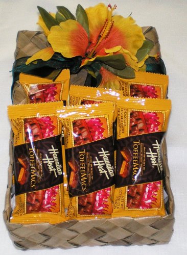 Hawaiian Chocolate Covered Macadamia Nut Toffee Macs Gift Basket #2 logo