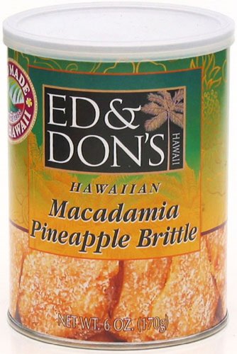 Hawaiian Ed & Don’s Pineapple Macadamia Nut Brittle 6 Oz. Can logo