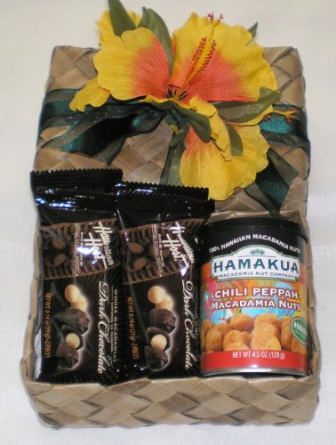 Hawaiian Hamakua Chili Peppah Macadamia Nuts & Host Dark Chocolate Macadamia Nuts Gift Basket #2 logo