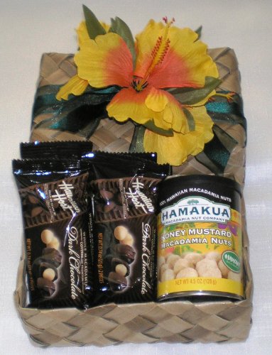 Hawaiian Hamakua Honey Mustard Macadamia Nuts & Host Dark Chocolate Macadamia Nuts Gift Basket #2 logo
