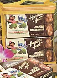 Hawaiian Host Lilo & Stitch Gift Pack of 6 0.2 Oz Selected Whole and Halves Chocolate Covered Macadamias logo