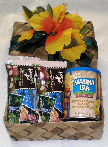 Hawaiian Mauna Loa Butter Candy Glazed Macadamia Nuts & Host Chocolate Covered Macadamia Nuts Gift Basket #2 logo