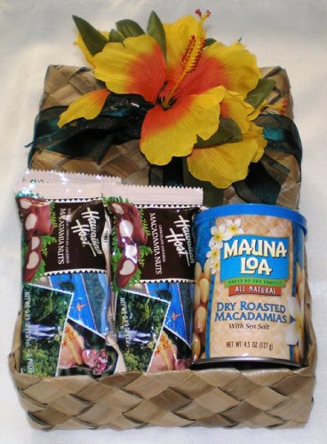 Hawaiian Mauna Loa Dry Roasted Macadamia Nuts & Host Chocolate Covered Macadamia Nuts Gift Basket #2 logo