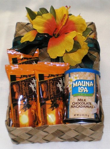 Hawaiian Mauna Loa Milk Chocolate Macadamia Nuts & Host Caramacs Gift Basket #2 logo