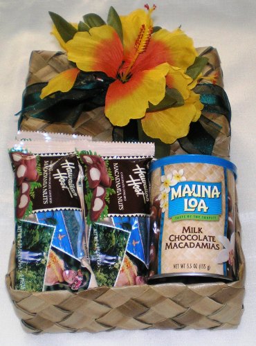 Hawaiian Mauna Loa Milk Chocolate Macadamia Nuts & Host Chocolate Covered Macadamia Nuts Gift Basket #2 logo