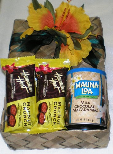 Hawaiian Mauna Loa Milk Chocolate Macadamia Nuts & Host Macnut Crunch Gift Basket #2 logo