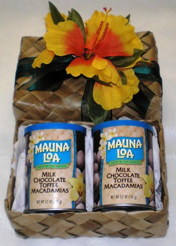 Hawaiian Mauna Loa Milk Chocolate Toffee Macadamia Nuts Gift Basket #2 logo