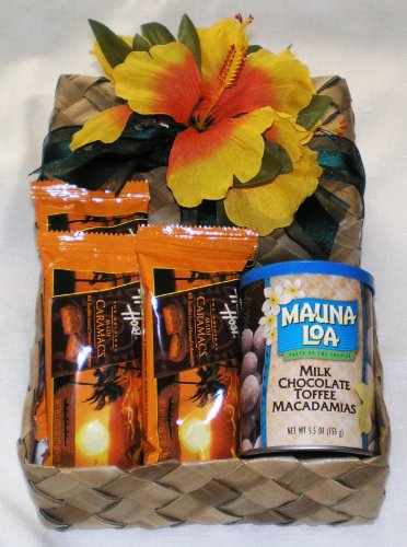 Hawaiian Mauna Loa Milk Chocolate Toffee Macadamia Nuts & Host Caramacs Gift Basket #2 logo