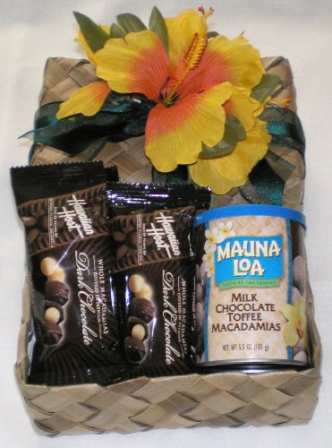 Hawaiian Mauna Loa Milk Chocolate Toffee Macadamia Nuts & Host Dark Chocolate Gift Basket #2 logo