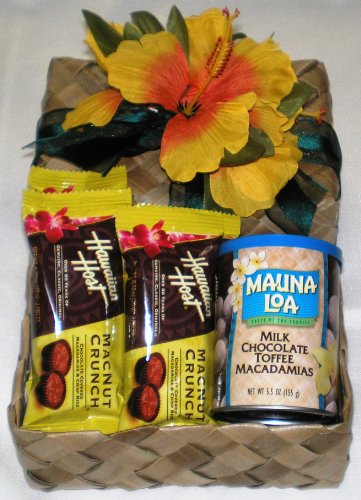 Hawaiian Mauna Loa Milk Chocolate Toffee Macadamia Nuts & Host Macnut Crunch Gift Basket #2 logo