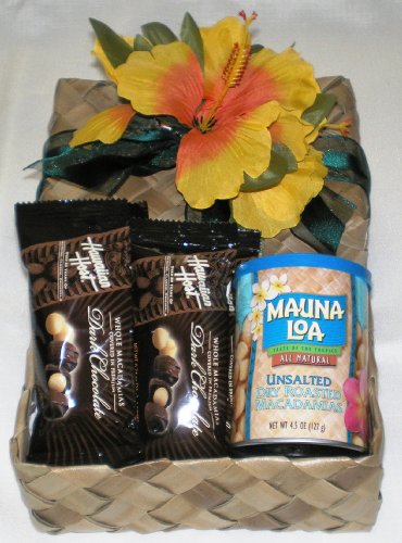 Hawaiian Mauna Loa Unsalted Dry Roasted Macadamia Nuts & Host Dark Chocolate Gift Basket #2 logo