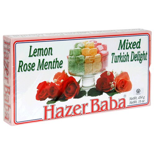 Hazer Baba Mixed Turkish Delight, Lemon Rose Menthe, 16 ounce Boxes (Pack of 4) logo