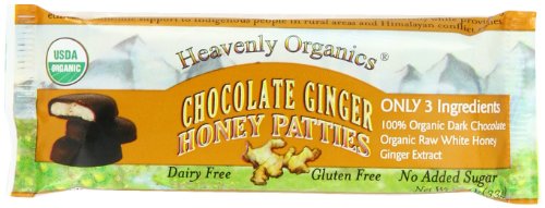 Heavenly Organics Raw Honey Chocolate Pattie, Ginger, 1.2 Ounce (Pack of 16) logo