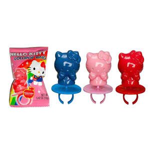 Hello Kitty Candy Lollipop Ring (Pack of 3) Red, Pink, Blue 3 Flavors logo