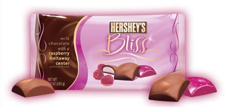 Hershey’s Bliss Milk Chocolate With Raspberry Meltaway 8.6 Oz logo