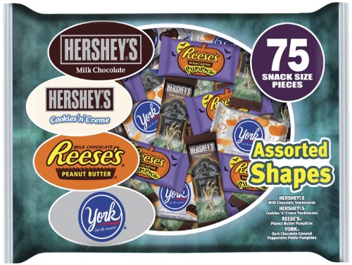 Hershey’s Halloween Snack Size Assortment (hershey’s, Reese’s & York Peppermint Patties), 75-piece, 38.27 ounce Bags (Pack of 2) logo