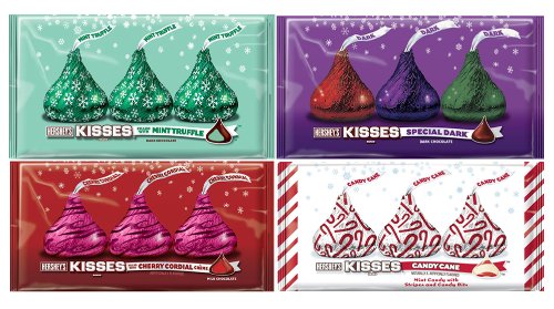 Hershey’s Holiday Kisses, Variety (Pack of 4) 8 Oz Bags – Mint Truffle, Cherry Cordial, Candy Candy and Special Dark logo