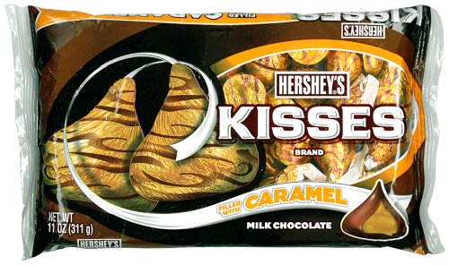 Hershey’s Kisses, Milk Chocolate Filled With Caramel, 11 ounce Bags (Pack of 6) logo