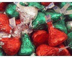 Hershey’s Kisses Milk Chocolate Red, Green, Silver 43.2 Oz Bag logo