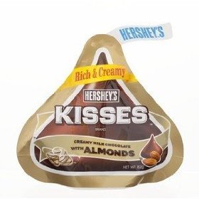 Hersheys Kisses Pouch Cream Milk Chocolate With Almonds 82g. logo