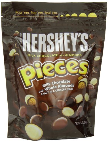 Hershey’s Pieces Milk Chocolate With Almonds Pouch, 8-ounce logo