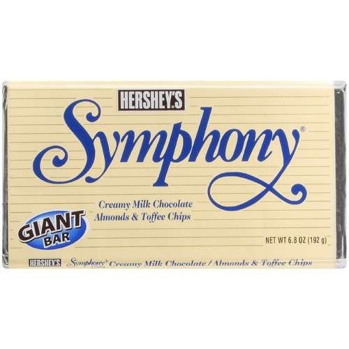 Hershey’s, Symphony Bar, Creamy Milk Chocolate W/almonds & Toffee Chips, 6.8oz Bar (Pack of 6) logo