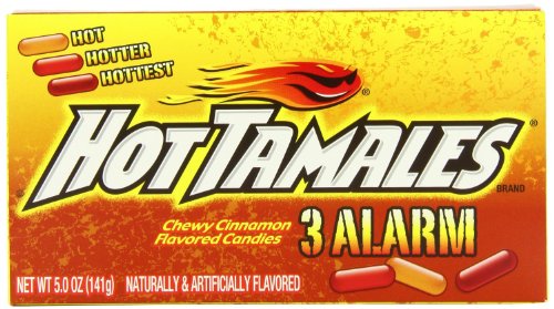 Hot Tamales 3 Alarm, Chewy Cinnamon Flavored Candies, Theater Box 5 Oz (Pack of 12) logo