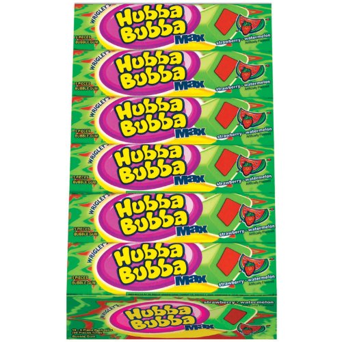 Hubba Bubba Max Bubble Gum, Strawberry-watermelon, 5-piece Packs (Pack of 36) logo