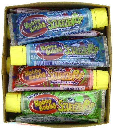 Hubba Bubba Squeeze Pop Sour Lollipops, Assorted, 4 Ounce (Pack of 12) logo